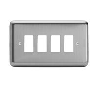 Varilight XSPGY4 PowerGrid Matt Chrome 4 Gang Grid Plate (Twin Plate)