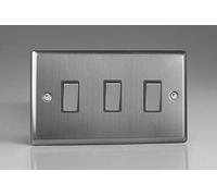 Varilight XT93D Rocker Switches Brushed Steel Steel 3 Gang,91x150x25mm