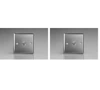 Varilight XTT1 Classic Brushed Steel 1 Gang 10A 1 or 2 Way Toggle Light Switch (Pack of 2)