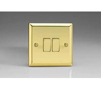 Varilight XV2D Rocker Switches Chrome 2 Gang Victorian Brass