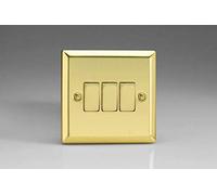 Varilight XV3D Rocker Switches 3 Gang Victorian Brass Chrome