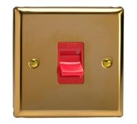 Varilight XV45S Victorian Polished Brass 45A DP Cooker Switch Single Plate