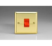 Varilight XV45S Victorian Polished Brass 45A DP Cooker Switch Single Plate