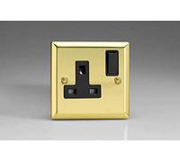 Varilight XV4B 13A Switched Socket Victorian Brass Black 1 Gang