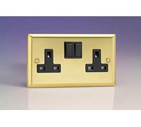 Varilight XV5B 13A Switched Socket 2 Gang Victorian Brass Black