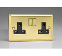 Varilight XV5DB 13A Switched Socket 2 Gang Black Victorian Brass