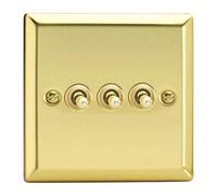 Varilight XVT3 Toggle Switches 3 Gang Victorian Brass