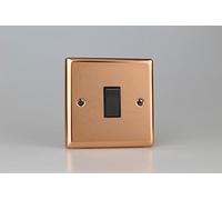 Varilight XY1B.CU Light Switch 1 Gang 2 Way 10 Amp Polished Copper (Black Inserts)