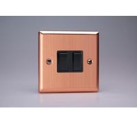 Varilight XY2B.BC Double Light Switch, 10A, 2-Gang, 2-Way, Urban Brushed Copper + Black Insert
