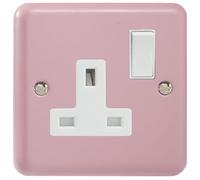 Varilight XY4W.RP 1 Gang (Single) 13 Amp Switched Plug Socket, Classic Lily Rose Pink