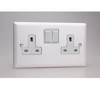 Varilight XY5W.CW 13A Socket, 2-Gang, 2 Pole, Urban Chalk White