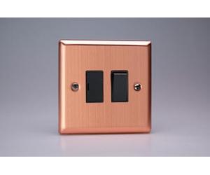 Varilight XY6B.BC Switched Fused Spur, Urban Brushed Copper + Black Insert
