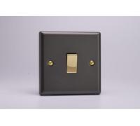 Varilight XY7V.SL Intermediate Light Switch, 10A, Vogue Slate + Brass Insert