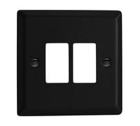 Varilight Xypgy2.mb Urban Matt Black 2-Gang Grid Plate (Single Plate)