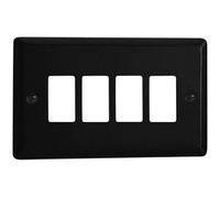 Varilight Xypgy4.mb Urban Matt Black 4 Gang Powergrid Plate (Twin Plate)