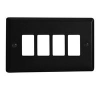 Varilight XYPGY4.MB Urban Matt Black 4 Gang PowerGrid Plate (Twin Plate) Varilight Black