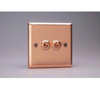 Varilight XYT2.BC Double Toggle Switch, 10A, 2-Gang, 2-Way, Urban Brushed Copper