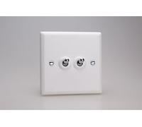 Varilight XYT2.CW Double Toggle Switch, 10A, 2-Gang, 2-Way, Urban Chalk White + Chrome Insert