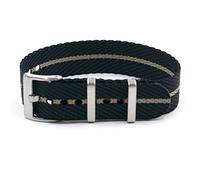 Vario Twill Weaved Nylon Midnight Blue / Beige Divider Premium Replacement Watch Band (22mm)