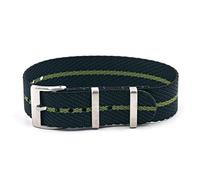 Vario Twill Weaved Nylon Midnight Blue / Green Divider Premium Replacement Watch Band (20mm)