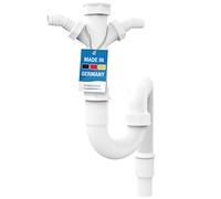 Variosan 11497 Flexible Pipe Trap, 1 1/2 Inch, 2 x 1 Inch Siphon Device Connections, for Kitchen Sink / Dishwasher and Washing Machine
