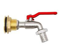 VARIOSAN Brass Water Butt Feed and Ball Drain Valve Set, 3/4 Inch, Round, Cylinder