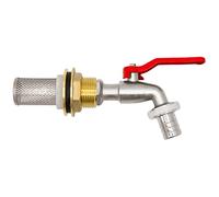 VARIOSAN Brass Water Butt Feed-Through, Ball Drain Valve, Stainless Steel Suction Basket Set