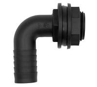VARIOSAN Tank Feed-Through 16669 3/4 Inch Male Thread x 19 mm Angled Hose Nozzle 90° Polypropylene Black with Seal