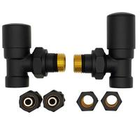 Varioterm Angled Version Black Brass Antique Brass + Lockshield Valve Radiator Set + Copper And Pex Connectors