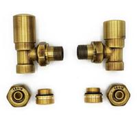 Varioterm Angled Version With Pex Connectors Elegant Antique Brass Regulating + Lockshield Valve Radiator Set