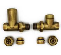Varioterm Straight Version With Pex Connectors Elegant Antique Brass Regulating + Lockshield Valve Radiator Set