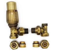 Varioterm Vario Term Angled Version With Pex Connectors Elegant Antique Brass Thermostatic Lockshield Valve Radiator Set
