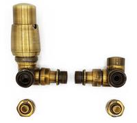 Varioterm Vario Term Left Version With Pex Connectors Antique Brass Thermostatic + Lockshield Angled Valve Set Double-Pipe Radiator