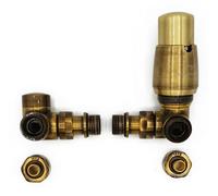 Varioterm Vario Term Right Version With Pex Connectors Antique Brass Thermostatic + Lockshield Angled Valve Set Double-Pipe Radiator
