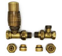 Varioterm Vario Term Straight Version With Pex Connectors Elegant Antique Brass Thermostatic Lockshield Valve Radiator Set