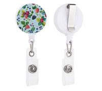 Various Berry Paintings Retractable Badge Reel - Personalized ID Name Badge Holder with Lanyard Cute Badges Reel Holder Round Nurse Doctor Name Tag Badges Clip for Work