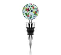 Various Berry Paintings Wine Stoppers Reusable Wine Bottle Stopper Decorative Champagne Stoppers Silicone Beverage Bottle Sealer Keep Fresh, Leakproof Wines Saver for Bar Party Decor