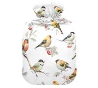 Various Birds Pattern Hot Water Bottle with Velvet Cover Hot Water Bag for Pain Relief 2L, Neck Cramps Shoulders Pain Relief, Hot Cold Pack