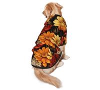 Various Blooming Flowers Dog Hoodie for Medium and Large Dogs – Soft Polyester Pet Clothes, Suitable for All Seasons