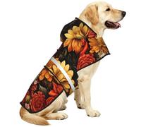 Various Blooming Flowers Waterproof Dog Raincoat And Rain Jacket With Hood, Reflective Strips And Adjustable Belly Strap, Fits Small To Large Dogs