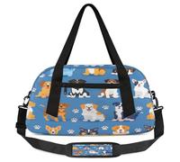 Various Breeds Dogs Pattern Kids Duffel Bag for Boys Girls, Lightweight Travel Weekender Bag with Adjustable Strap, Overnight Gym Bag Toddler Sports Duffle for Workout Dance
