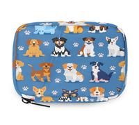 Various Breeds Dogs Pattern Pill Organizer Travel Medicine Case with Zipper Daily Vitamin Storage Bag Portable 8 Slot Weekly Pill Box Supplement Holder for Home Office Gym Travel