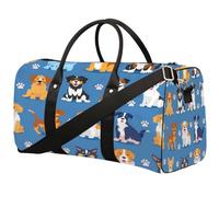 Various Breeds Dogs Pattern Sports Tote Gym Bag for Men & Women, Water Resistant Foldable Travel Duffel Bag, Lightweight Carry-On Weekender Overnight Bag for Workout Hospital