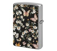 Various Butterflies and Daisies Metal Lighter Case Cover, Personalized Graffiti Lighter Sleeve, Waterproof Double-Sided Protector for Women Men Gifts