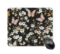 Various Butterflies and Daisies Mouse Pad Square Laptop Mouse Mat Cute Computer Mousepad Keyboard Pad Non-Slip Desk Pads for Gaming Office Work Home 25 * 30cm