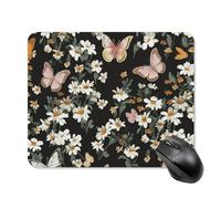 Various Butterflies and Daisies Mouse Pad Square Laptop Mouse Mat Cute Computer Mousepad Keyboard Pad Non-Slip Desk Pads for Gaming Office Work Home 20 * 25cm