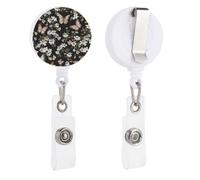 Various Butterflies and Daisies Retractable Badge Reel - Personalized ID Name Badge Holder with Lanyard Cute Badges Reel Holder Round Nurse Doctor Name Tag Badges Clip for Work