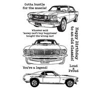 Various Cars Stamp for Card Making You're A Legend! Loud&Proud,Happy Birthday to an Old Classic! Words Clear Rubber Stamp for DIY Scrapbooking Paper Crafting Handmade Crafts Scrapbook Photo Album Deco