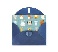Various cartoon animals Blue Patterns greeting card 6x4 inches with envelope, covering birthdays, weddings and other occasions