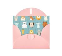 Various cartoon animals Pink Patterns greeting card 6x4 inches with envelope, covering birthdays, weddings and other occasions